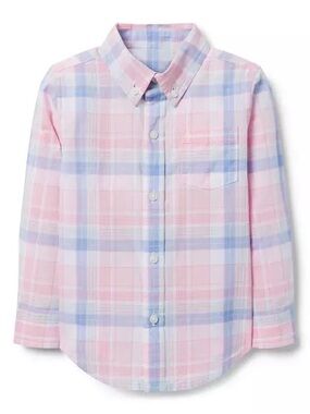 Janie and Jack toddler boys pink madras plaid button down size 2T